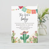 Fiesta Cactus Waterverf Baby Couples Shower Invit Kaart (Staand voorkant)