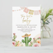 Fiesta Cactus Waterverf Baby Couples Shower Invit Kaart (Staand voorkant)