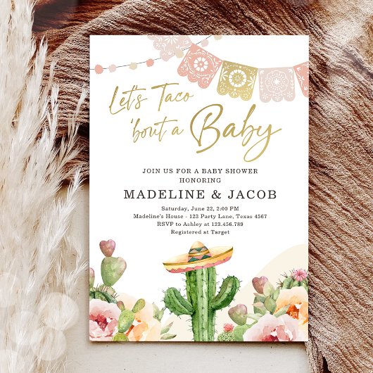 Fiesta Cactus Waterverf Baby Couples Shower Invit Kaart