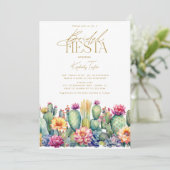 Fiesta Cactus Waterverf Bloemen Vrijgezellenfeest Kaart (Staand voorkant)