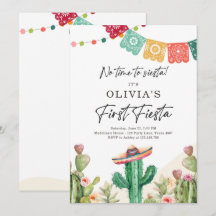 Fiesta Cactus Waterverf Girl First Birthday