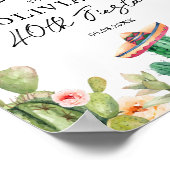 Fiesta Cactus Waterverf Mexicaans verjaardagsfeest Poster (Hoek)