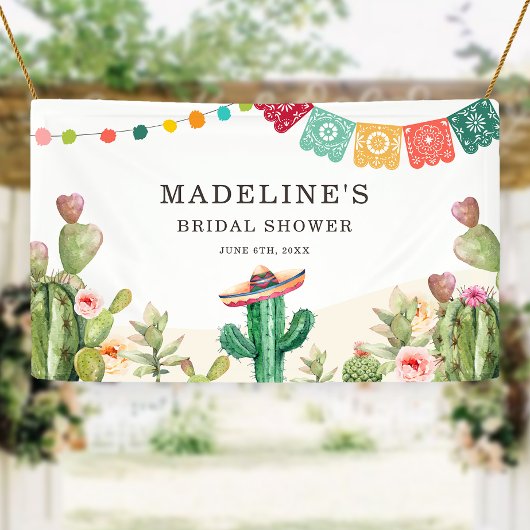 Fiesta Cactus Waterverf Succulent Vrijgezellenfees Spandoek