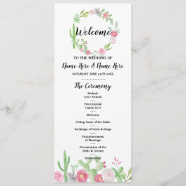Fiesta Cactus Wedding Programme Flowers Cacti Mexi Programmakaart