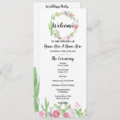 Fiesta Cactus Wedding Programme Flowers Cacti Mexi Programmakaart (Voorkant / Achterkant)
