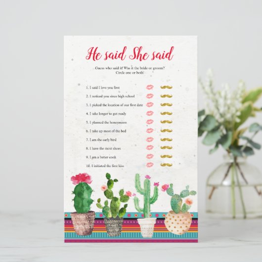 Fiesta cactus zei dat ze een spelkaart zei (Staand voorkant)