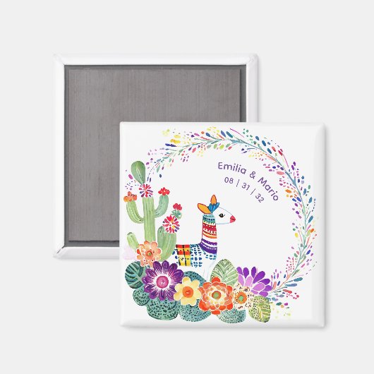 FIESTA Cactussen Folkart Bloemen Aangepast Magneet (Voorkant / Achterkant)