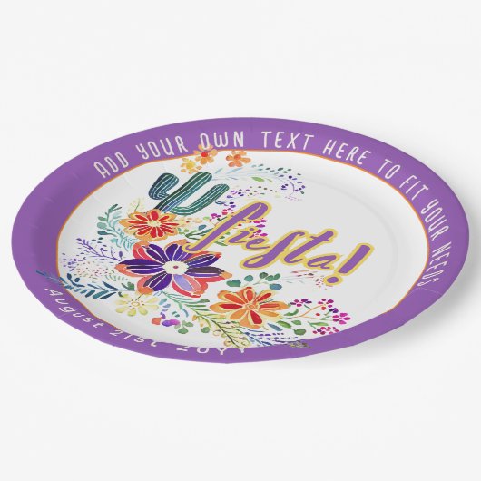 FIESTA Cactussen Folkart Bloemen Aangepast Papieren Bordje (Gekanteld)