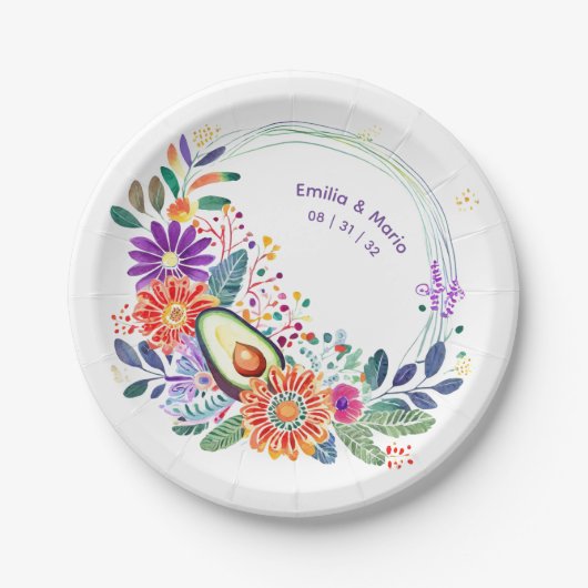 FIESTA Cactussen Folkart Bloemen Aangepast Papieren Bordje (Voorkant)