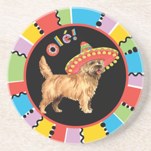 Fiesta Cairn Terrier Zandsteen Onderzetter (Voorkant)