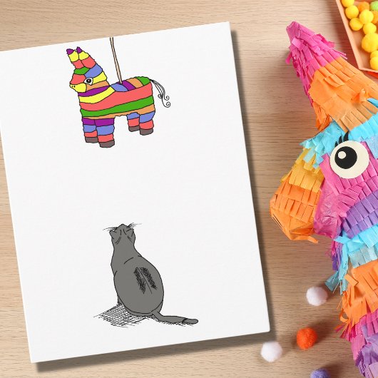 Fiesta Cat die Piñata Birthday volgt Kaart
