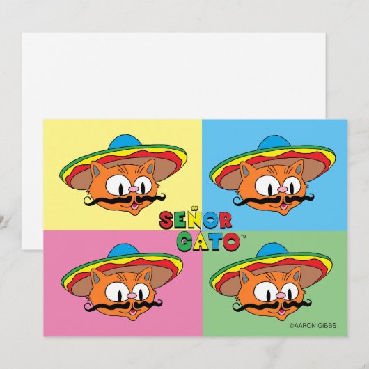 Fiesta Cat Gato Cinco de Mayo Pop Art Kaart (Voorkant / Achterkant)