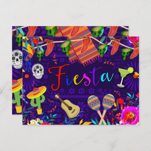 Fiesta Celebration Birthday Party Cinco de Mayo Briefkaart (Voorkant / Achterkant)