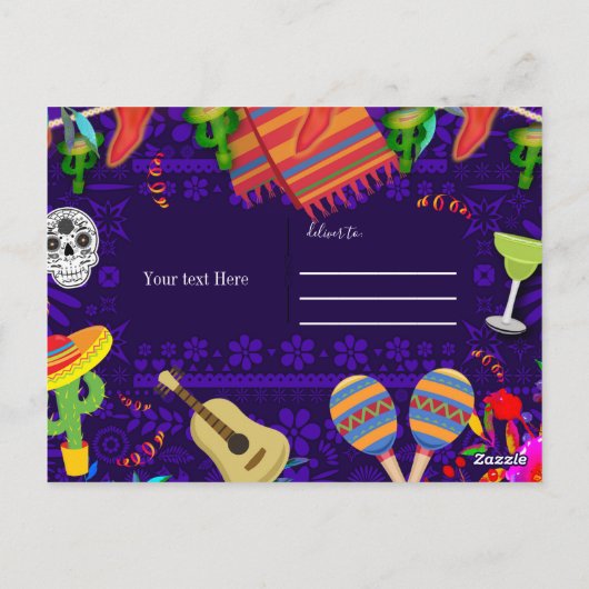 Fiesta Celebration Birthday Party Cinco de Mayo Briefkaart (Achterkant)