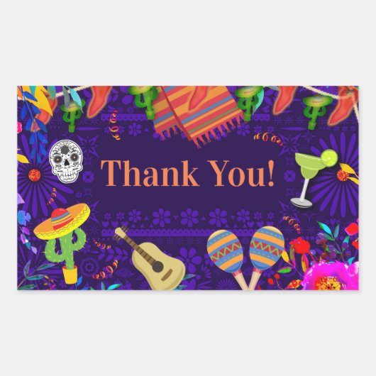 Fiesta Celebration Birthday Party Cinco de Mayo Rechthoekige Sticker (Voorkant)