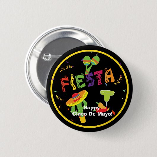 Fiesta Celebration Cinco de Mayo Party Pin BUTTON (Voorkant /achterkant)