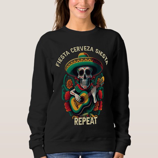 Fiesta Cerveza Siesta Herhaal Bier Drinker Alcohol Trui (Voorkant)