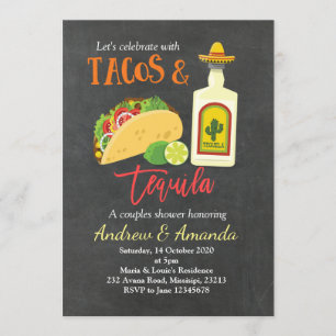 Fiesta Chalkboard Tacos en Tequila Invitation Kaart