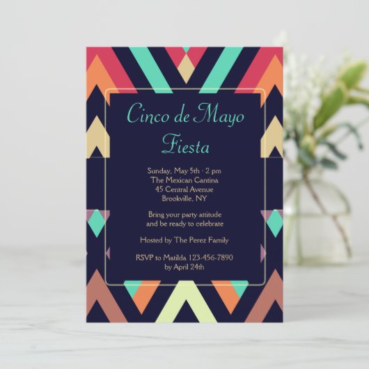 Fiesta Chevron uitnodiging (Staand voorkant)