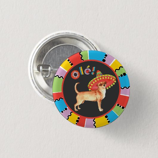 Fiesta Chihuahua Ronde Button 3,2 Cm (Voorkant /achterkant)