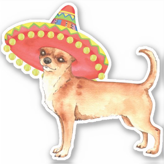 Fiesta Chihuahua Vinyl Sticker (Voorkant)
