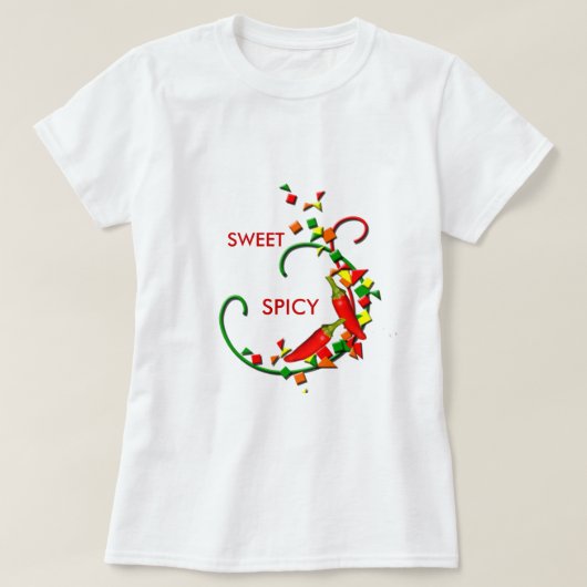 Fiesta Chili Peppers Dames Sweet Spicy T-shirt (Design voorkant)