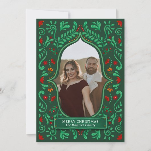 Fiesta Christmas Papel Picado Photo Greeting Card Kaart (Voorkant)