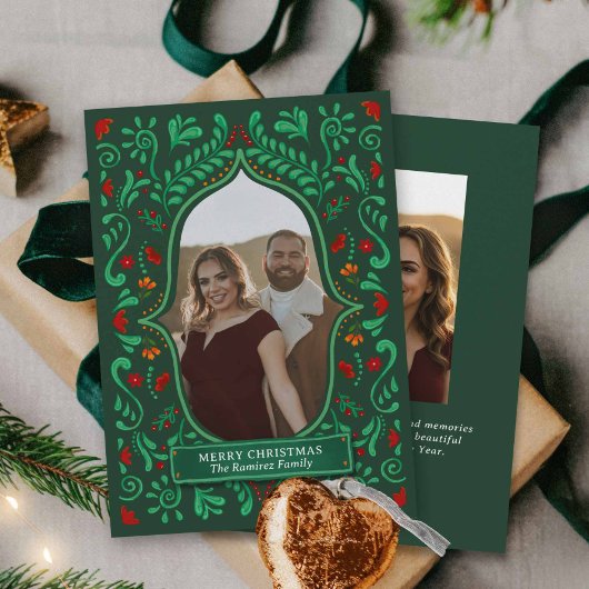 Fiesta Christmas Papel Picado Photo Greeting Card Kaart