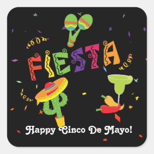 Fiesta Cinco De Mayo Feestelijke Aangepaste Sticke Vierkante Sticker