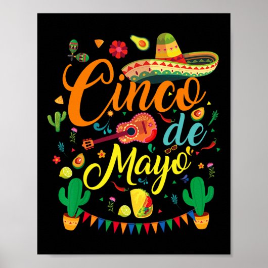 Fiesta Cinco De Mayo Grappig Mexicaans feest 5 De Poster (Voorkant)