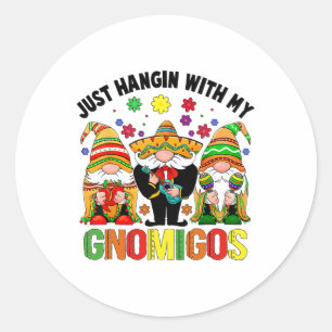 Fiesta Cinco de Mayo met mijn Gnomies Grappig Mexi Ronde Sticker