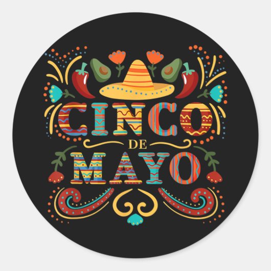 Fiesta Cinco De Mayo Partij Mexicaanse Mannen Vrou Ronde Sticker (Voorkant)