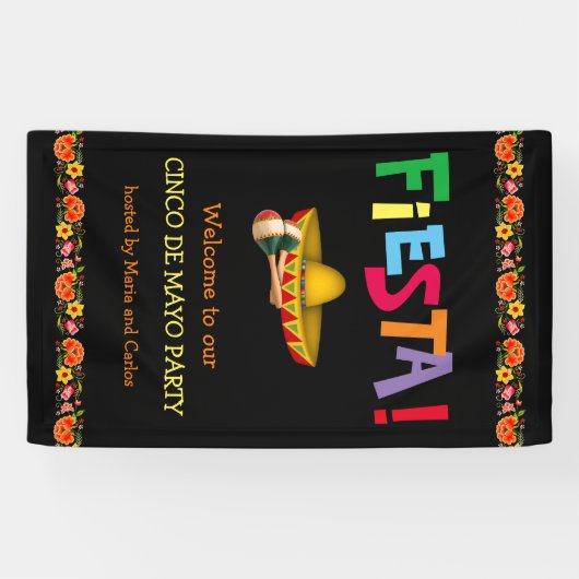 Fiesta! Cinco de Mayo Party (aanpasbaar) Spandoek (Horizontaal)