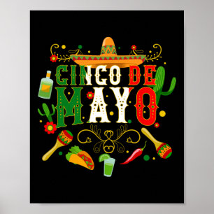 Fiesta Cinco de Mayo T Shirten Mannen Vrouwen Taco Poster