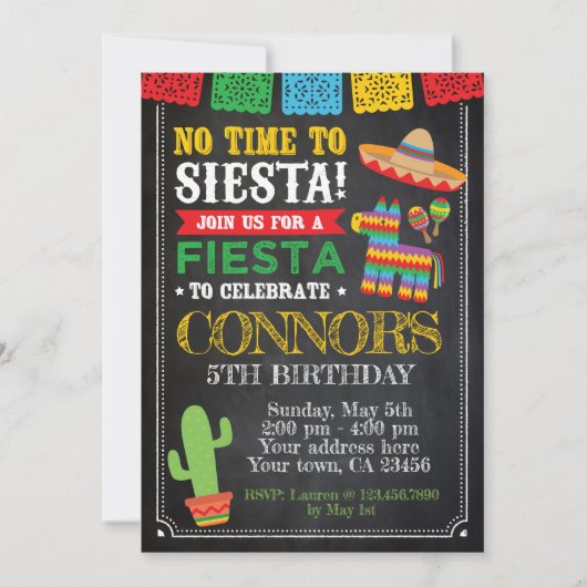 Fiesta, Cinco de mayo Verjaardag Kaart (Voorkant)