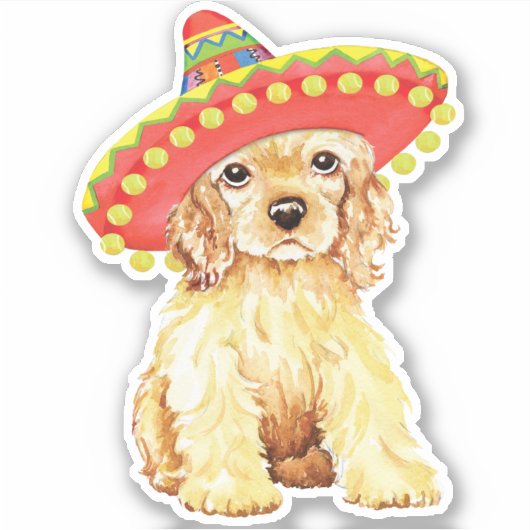 Fiesta Cocker Spaniel Vinyl Sticker (Voorkant)
