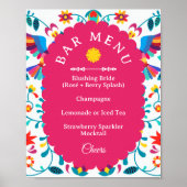 Fiesta Cocktail Bar Menu Bridal Shower Sign Poster (Voorkant)