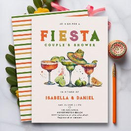Fiesta Coed Kleurrijke Tequila Bruiloft Paar Douch Kaart