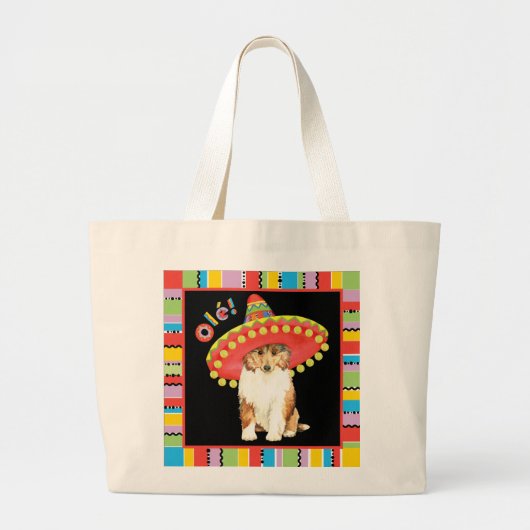 Fiesta Collie Large Canvas tas (Voorkant)