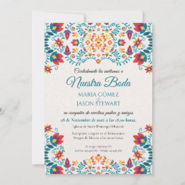 Fiesta Colorful Botanical Floral Spanish Wedding Kaart