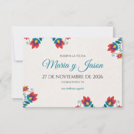 Fiesta Colorful Botanical Floral Spanish Wedding Save The Date