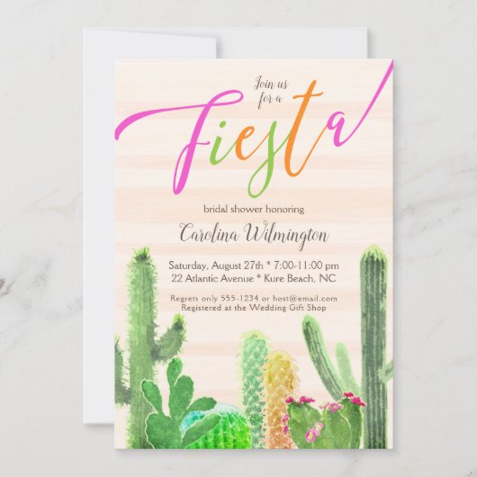 Fiesta Colorful Cactus Succulents Vrijgezellenfees Kaart (Voorkant)