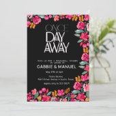 Fiesta Colorful Floral Black Rehearsal Dinner Kaart (Staand voorkant)