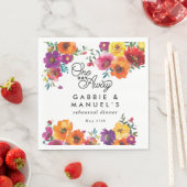 Fiesta Colorful Floral Black Rehearsal Dinner Servet (Insitu)