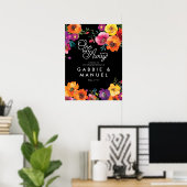 Fiesta Colorful Floral Black Rehearsal Dinner Sign Poster (Thuiskantoor)