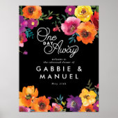 Fiesta Colorful Floral Black Rehearsal Dinner Sign Poster (Voorkant)
