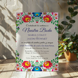 Fiesta Colorful Floral Botanical Spanish Wedding Kaart