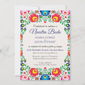 Fiesta Colorful Floral Botanical Spanish Wedding Kaart (Voorkant)