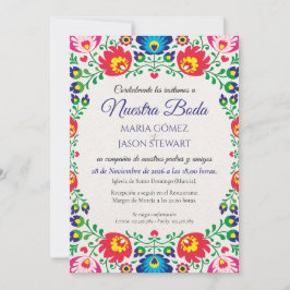 Fiesta Colorful Floral Botanical Spanish Wedding Kaart