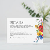 Fiesta Colorful Floral Mexico Wedding Details RSVP Kaartje (Staand voorkant)